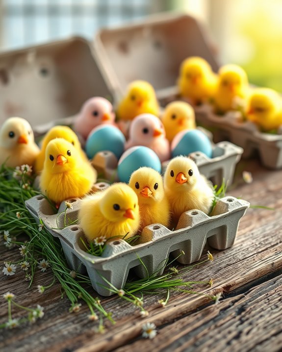 adorable egg carton chicks