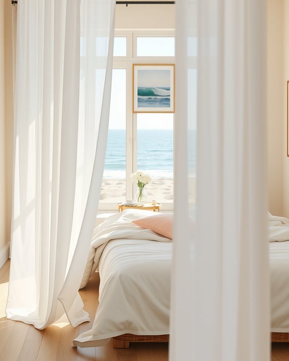 airy beach inspired bedroom curtains