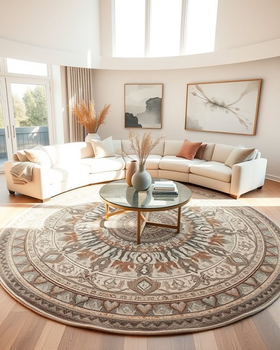 anchor seating with statement rugs