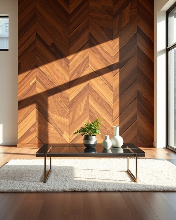 angular wood paneling design