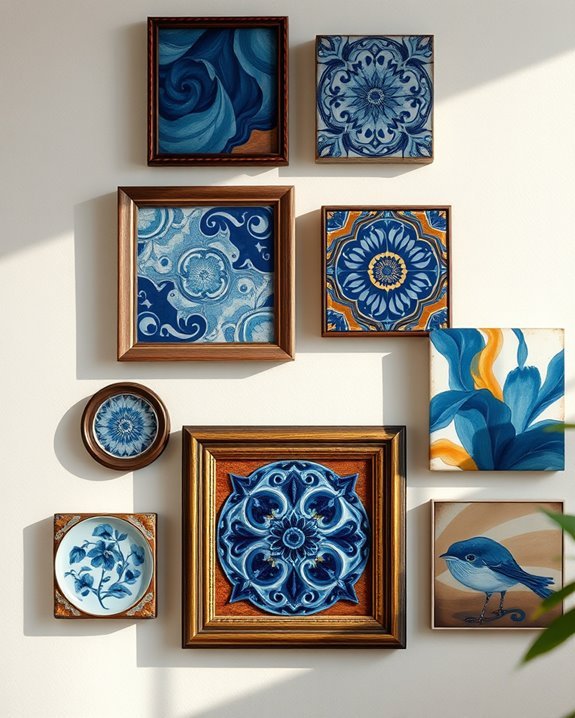 antique blue brown decor