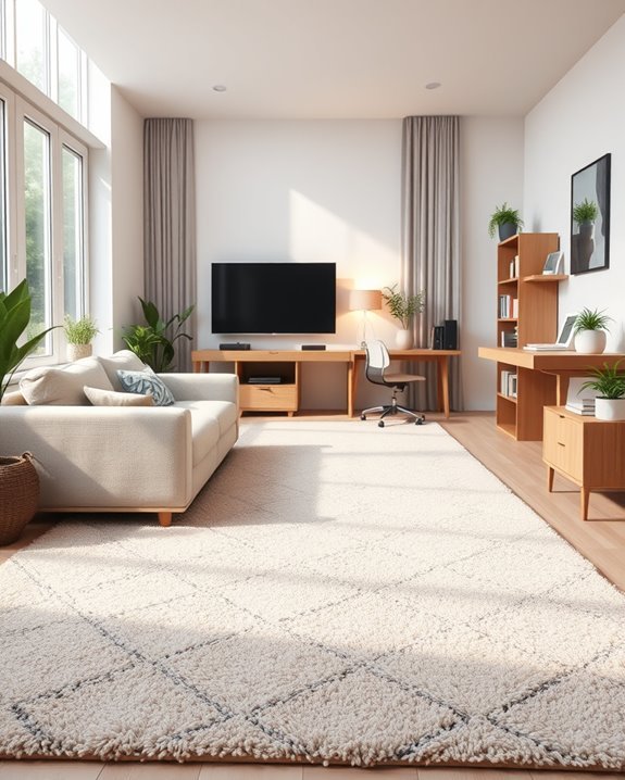 area rugs define spaces