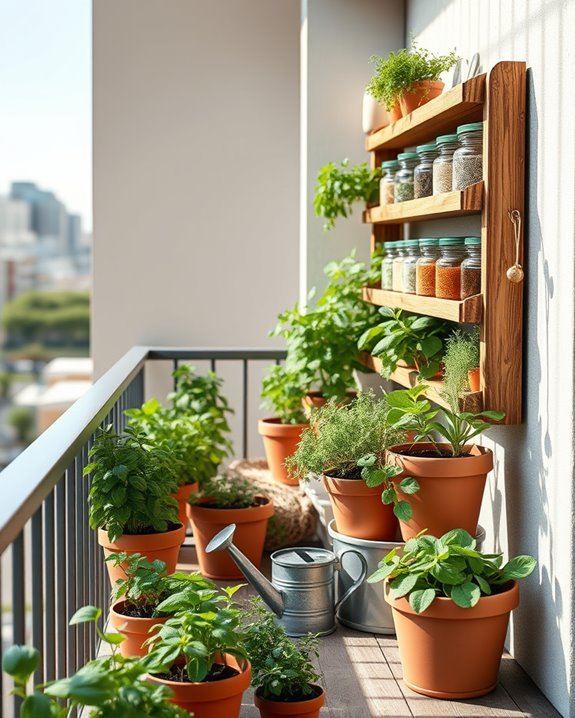 aromatic balcony herb garden