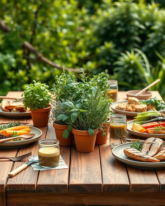 aromatic herb garden centerpiece