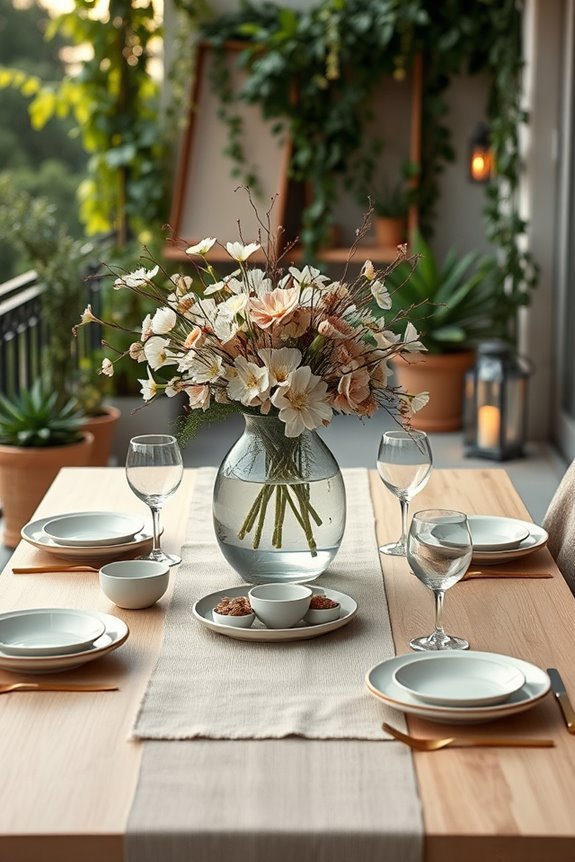 artistic balcony dining centerpiece