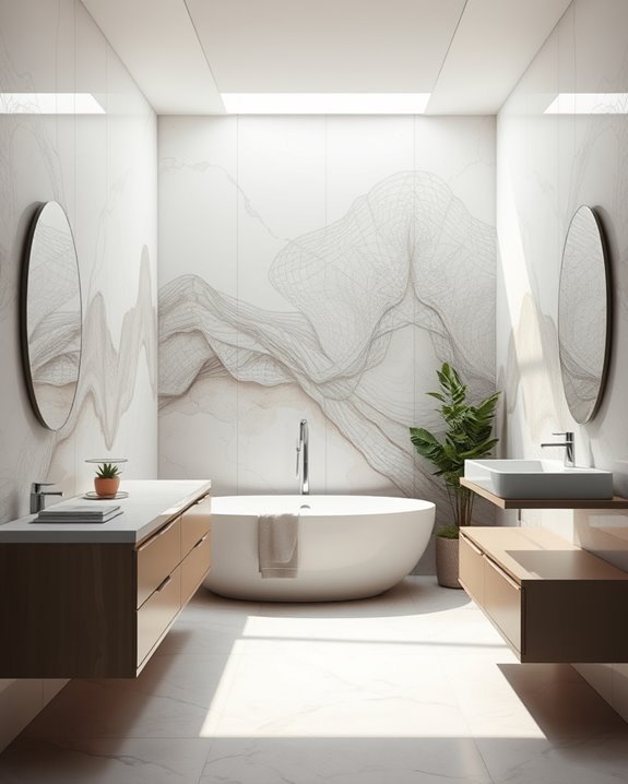 artistic bathroom mural installation