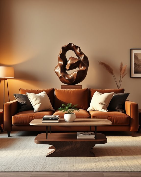 artistic brown sculptures enhance decor