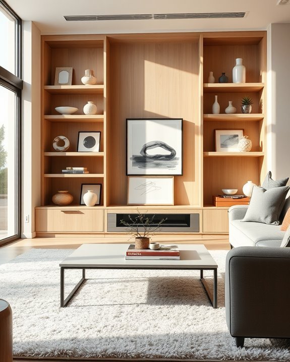 artistic built in shelf display