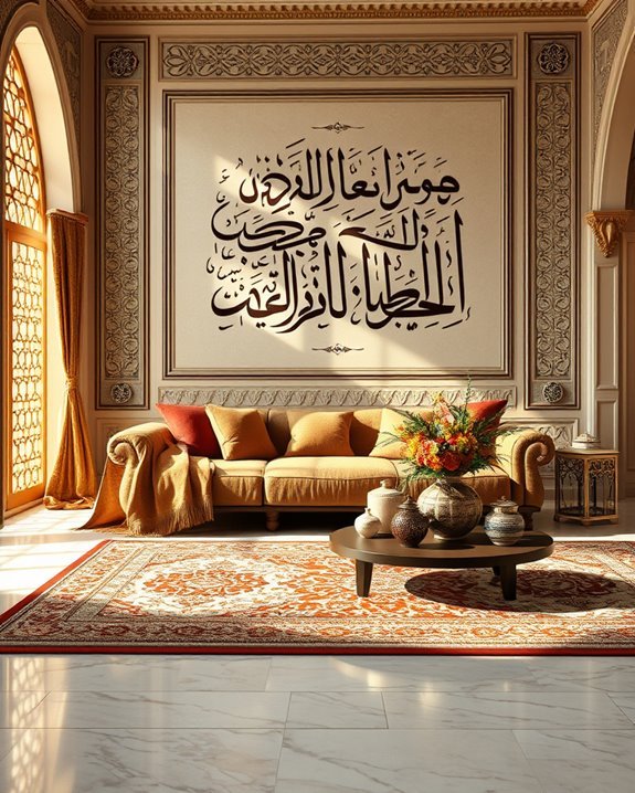 artistic calligraphy in interiors