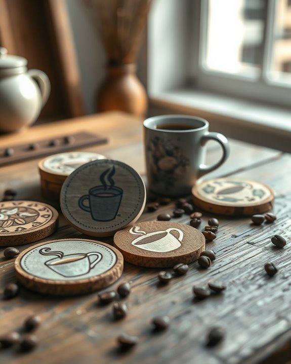 artistic coffee coaster display