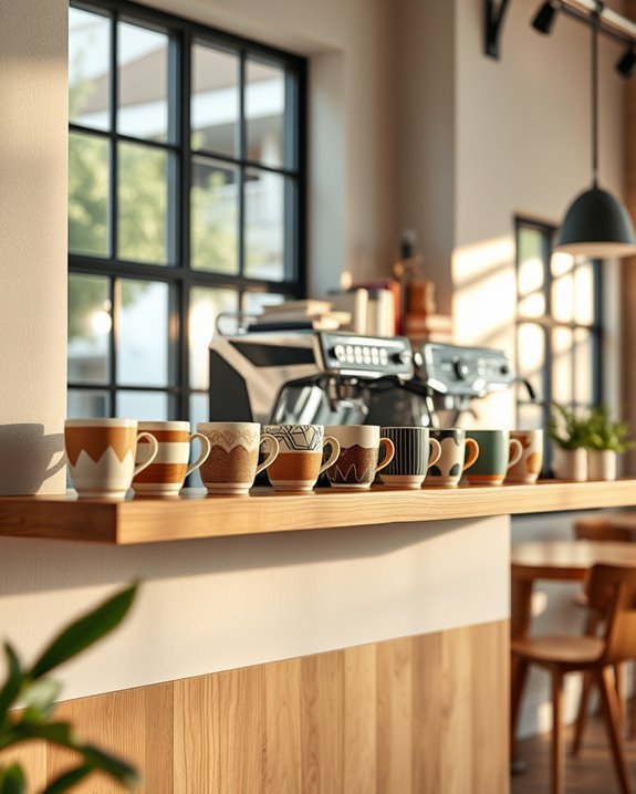 artistic coffee cup arrangements