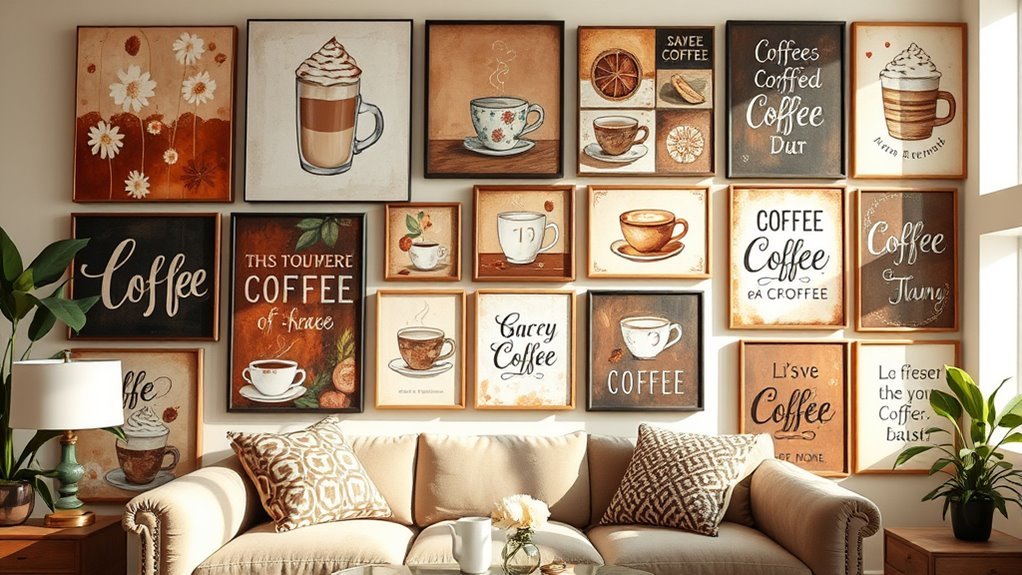 artistic coffee themed wall decor
