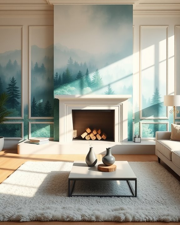 artistic fireplace wall murals