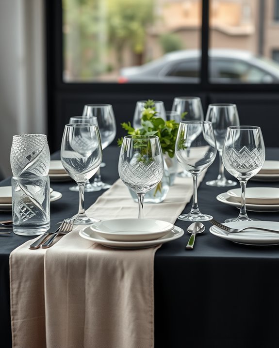 artistic glassware enhances dining