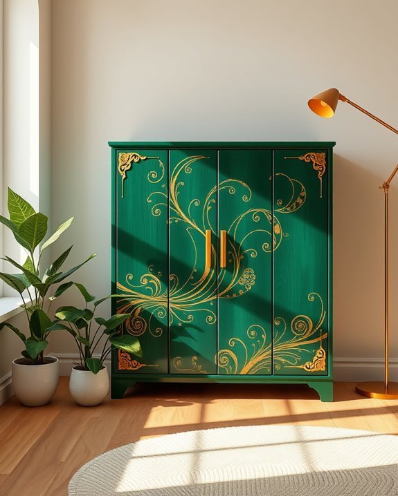 artistic green gold cabinet
