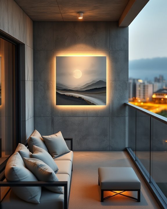artistic illuminated balcony retreat
