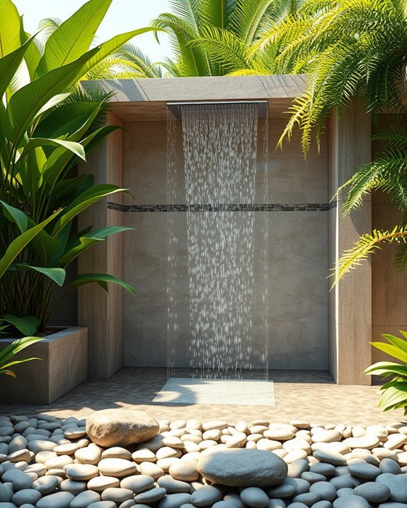 artistic outdoor waterfall shower