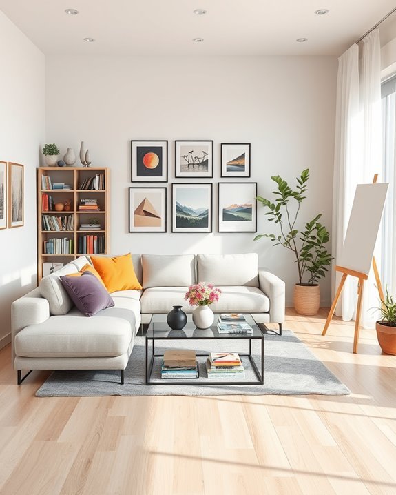 artistic shelving enhances atmosphere