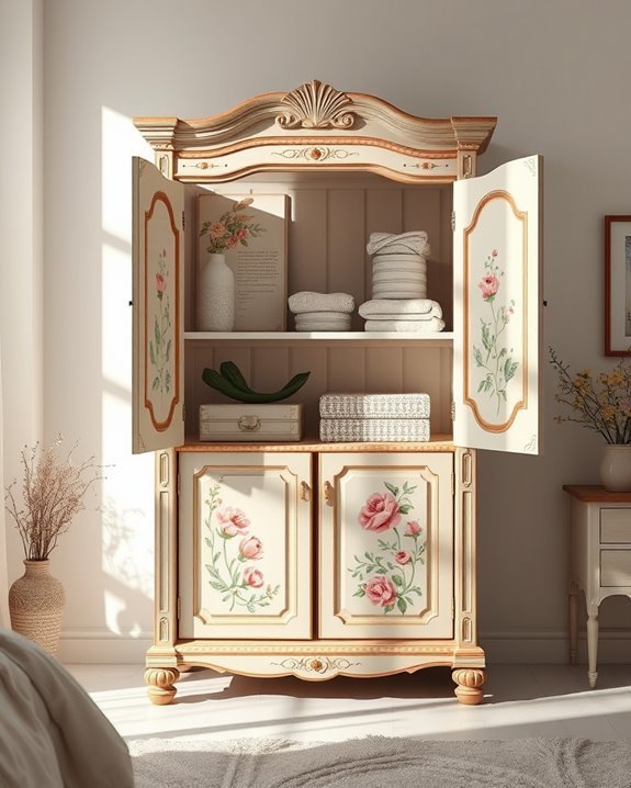 artistic vibrant cupboard transformation