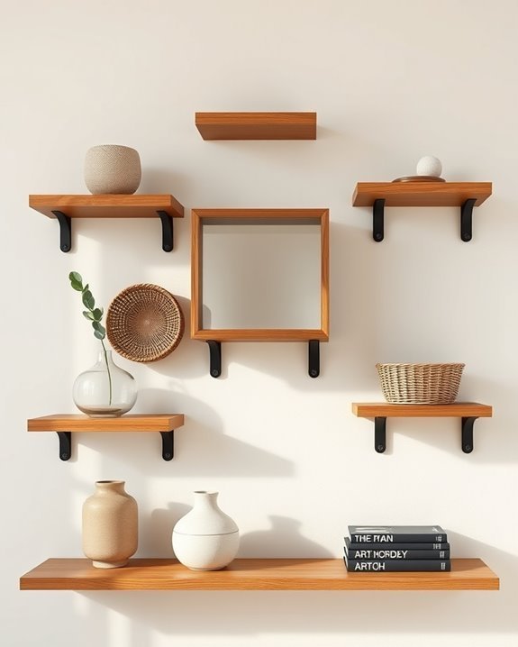 artistic wall mounted shelving design