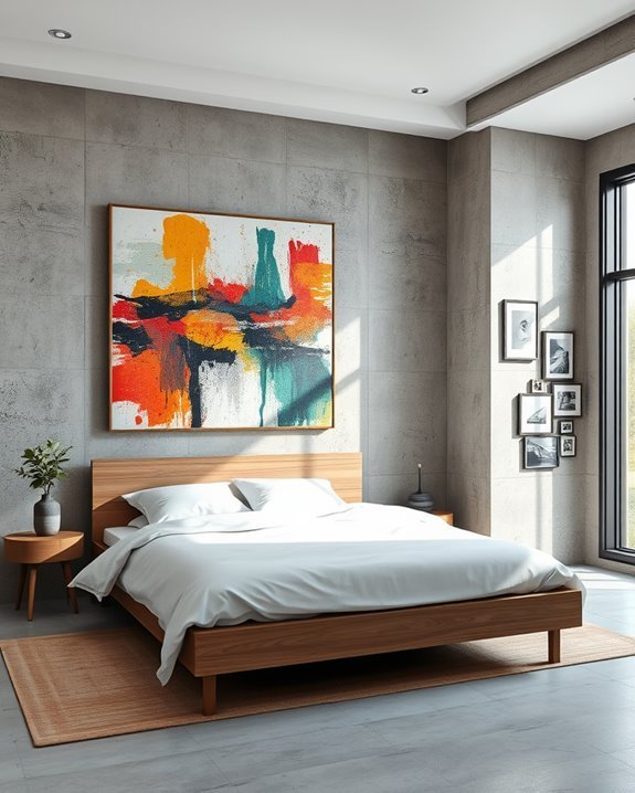 artwork enhances concrete walls