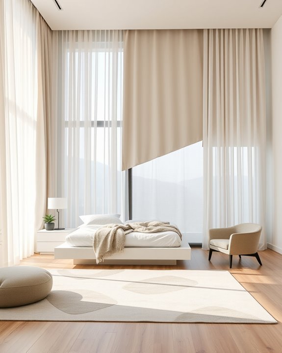 asymmetrical bold window treatments