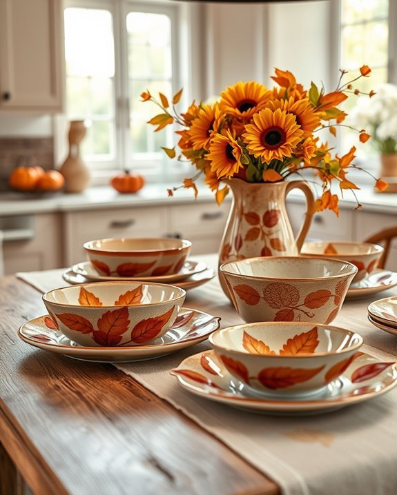autumn inspired colorful dishware