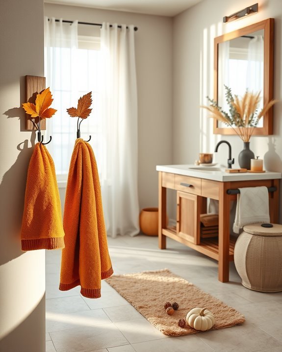 autumn themed bathroom hooks