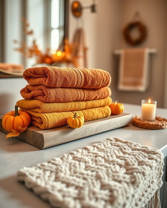 autumn themed decorative towels