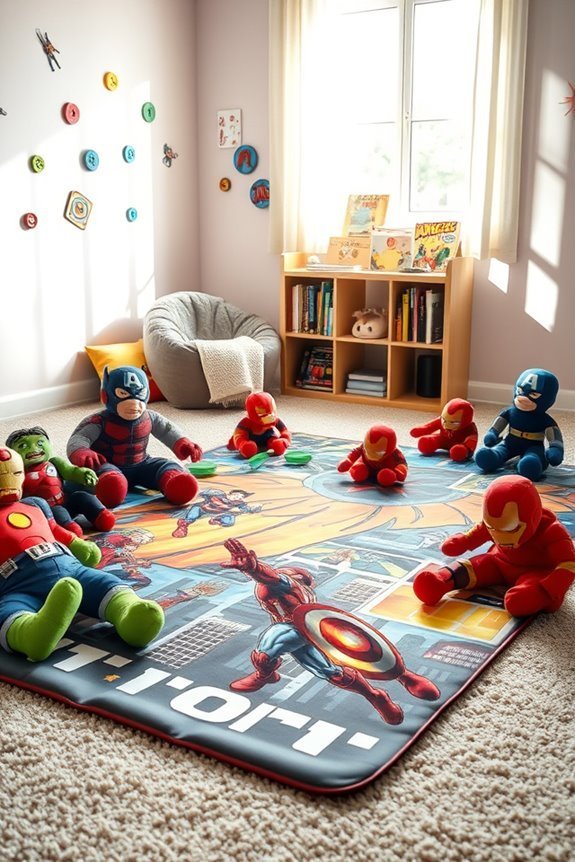 avengers themed imaginative play mat