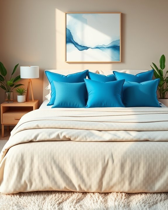 azure blue pillow accents