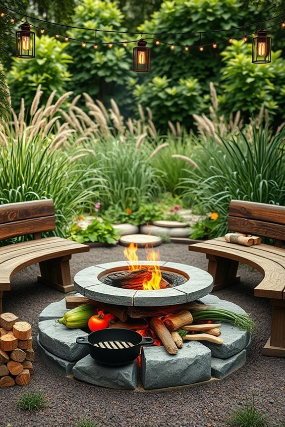 backyard campfire cooking setup