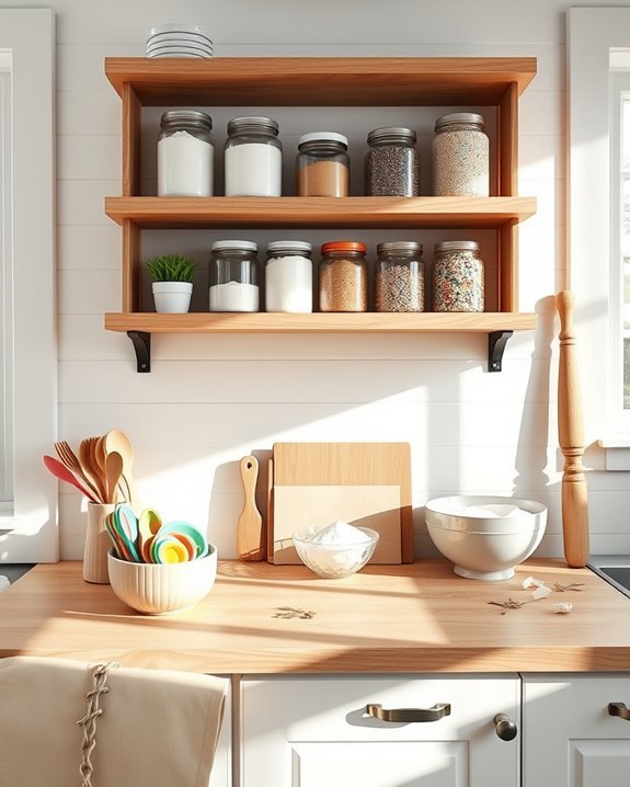 baking station with shelves
