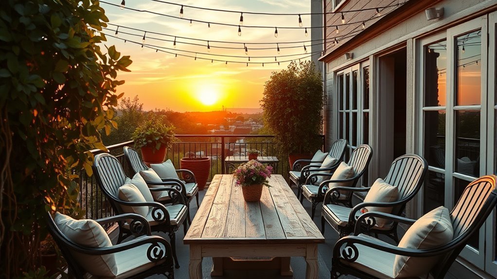 balcony seating and tables