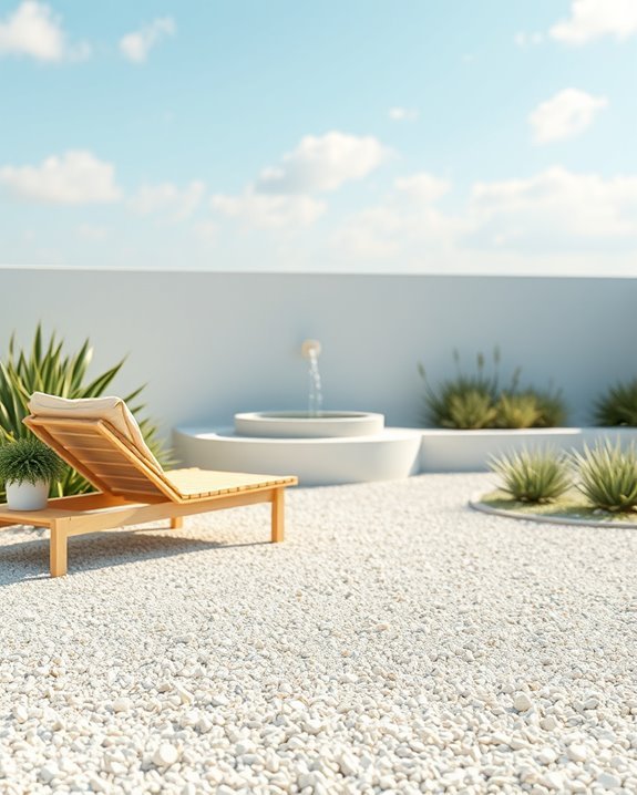 beach inspired gravel patio setup