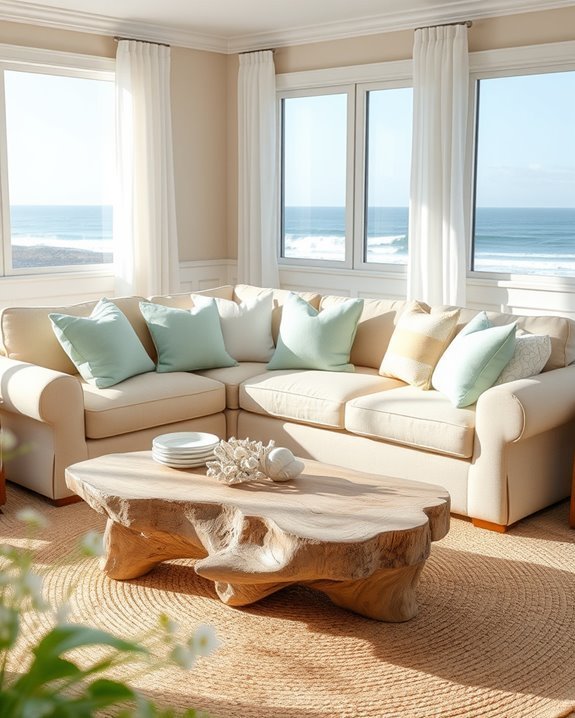 beachy pillows enhance decor