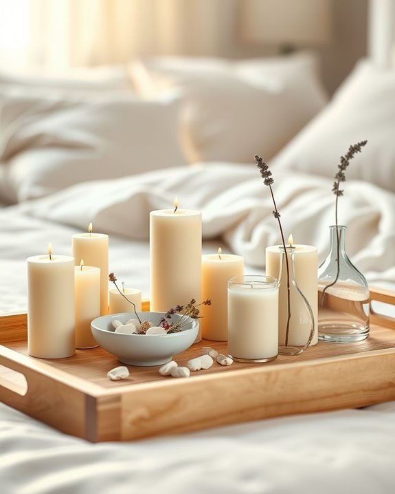 bedside candle organization decor