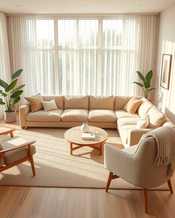 beige sectionals enhance spaciousness