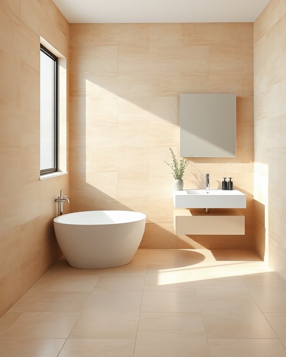beige tile bathroom elegance