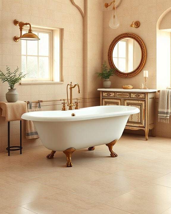 beige tiles vintage fixtures