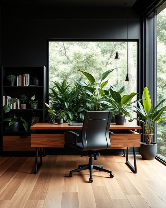 biophilic black wall design