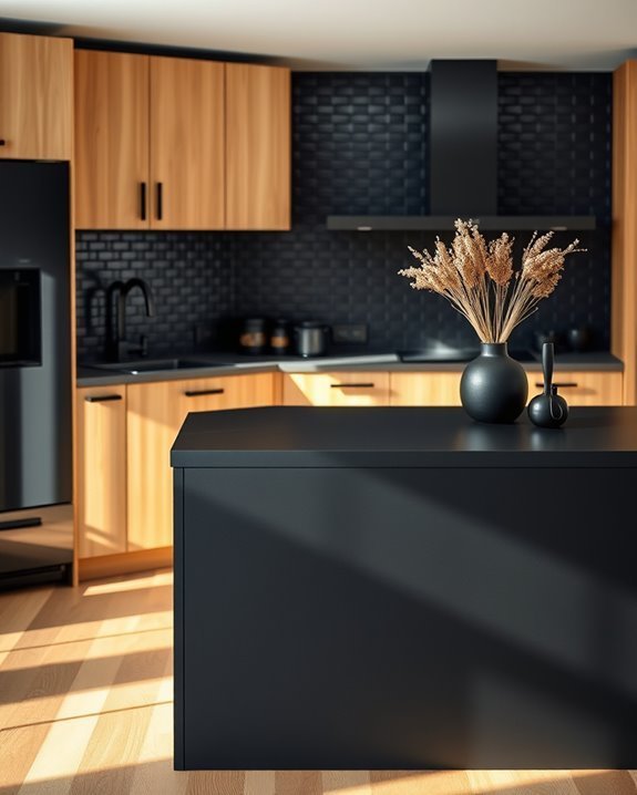 black and wood contrast