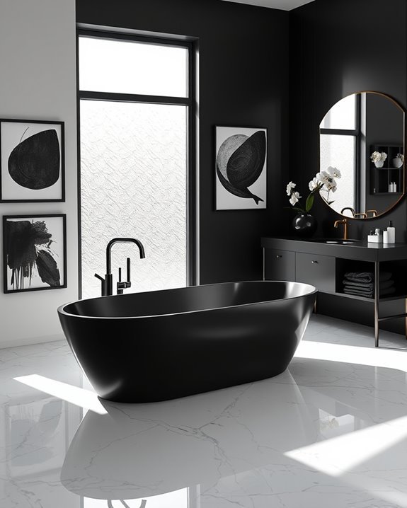 black artwork bathroom decor