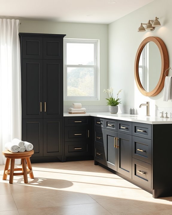 black cabinets beach elegance
