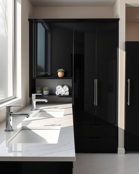 black cabinets under mount sinks