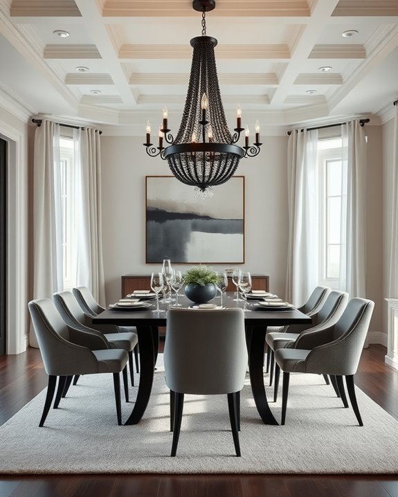 black chandeliers enhance transitions