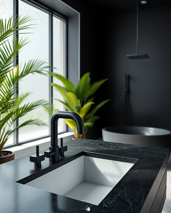 black faucets elevate bathrooms
