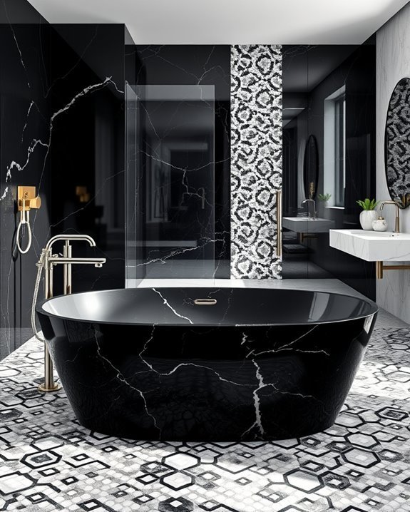 black marble mosaic elegance