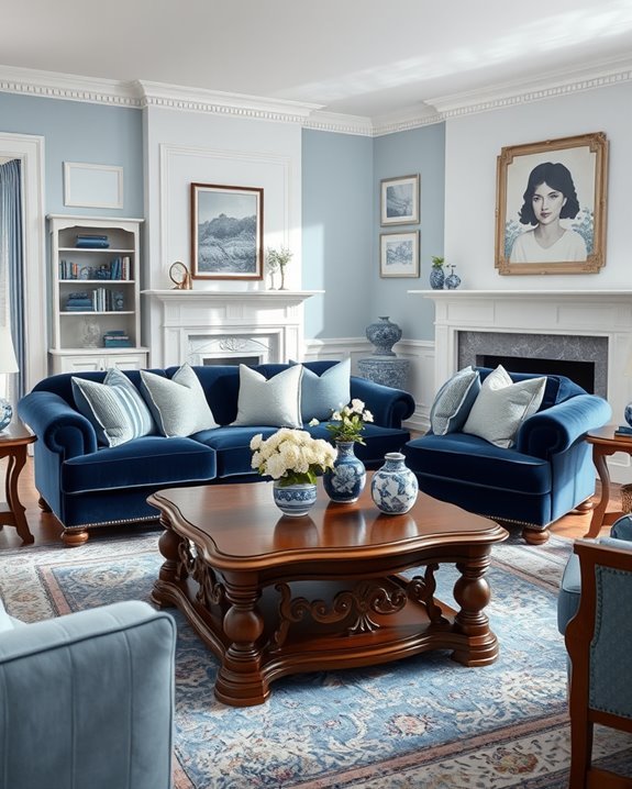 blue accents for tradition