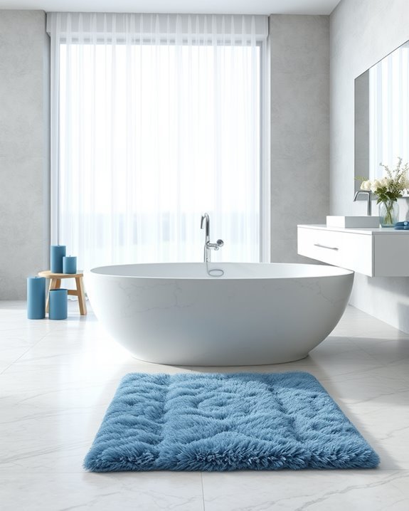 blue accents with natural stone